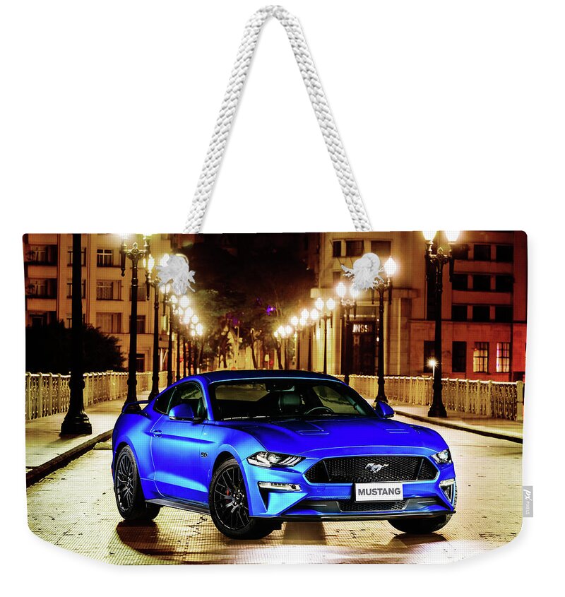 Ford Weekender Tote Bag featuring the photograph Ford Mustang G T Fastback by Movie Poster Prints