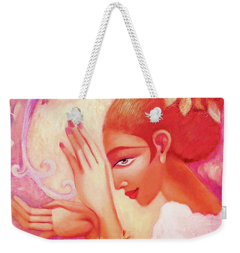 Mystic Woman Weekender Tote Bag featuring the painting Forest Fairy by Eva Campbell