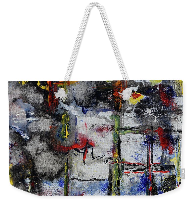 Forest Weekender Tote Bag featuring the painting Forest Fire by Karen Fleschler