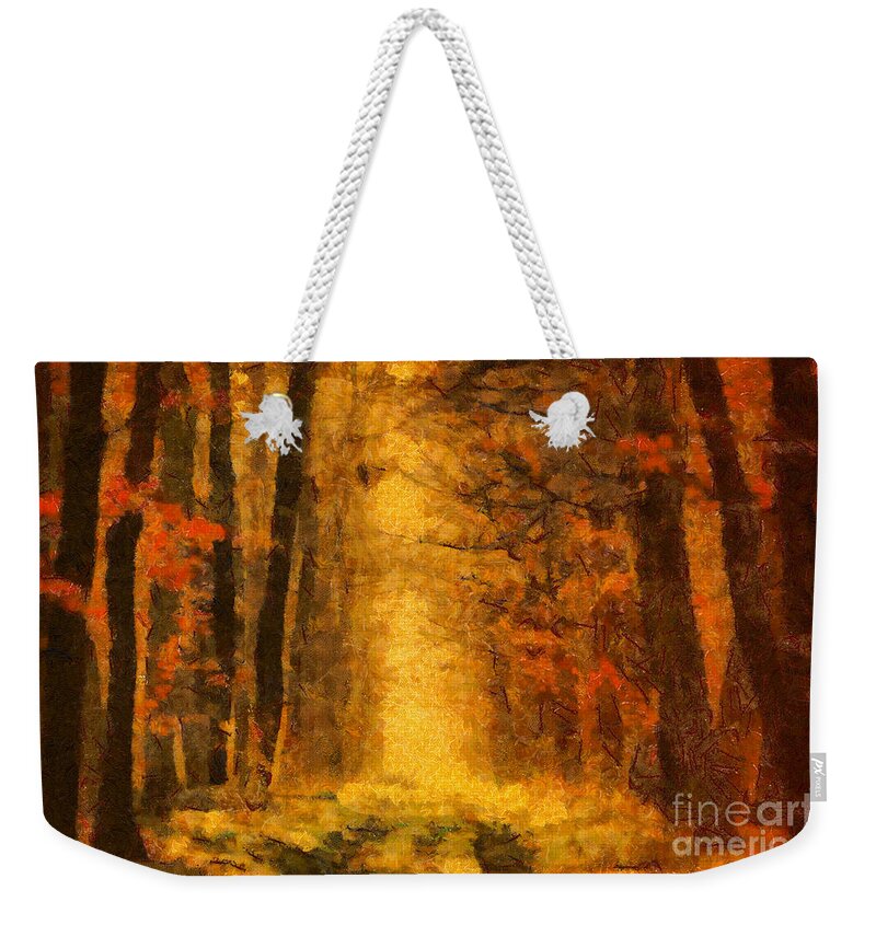 Painting Weekender Tote Bag featuring the painting Forest Leaves by Dimitar Hristov