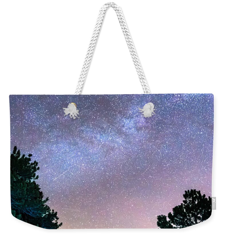 Road Weekender Tote Bag featuring the photograph Forest Night Light by James BO Insogna
