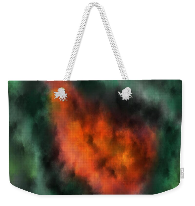 Forest Weekender Tote Bag featuring the digital art Forest under fire by Piotr Dulski