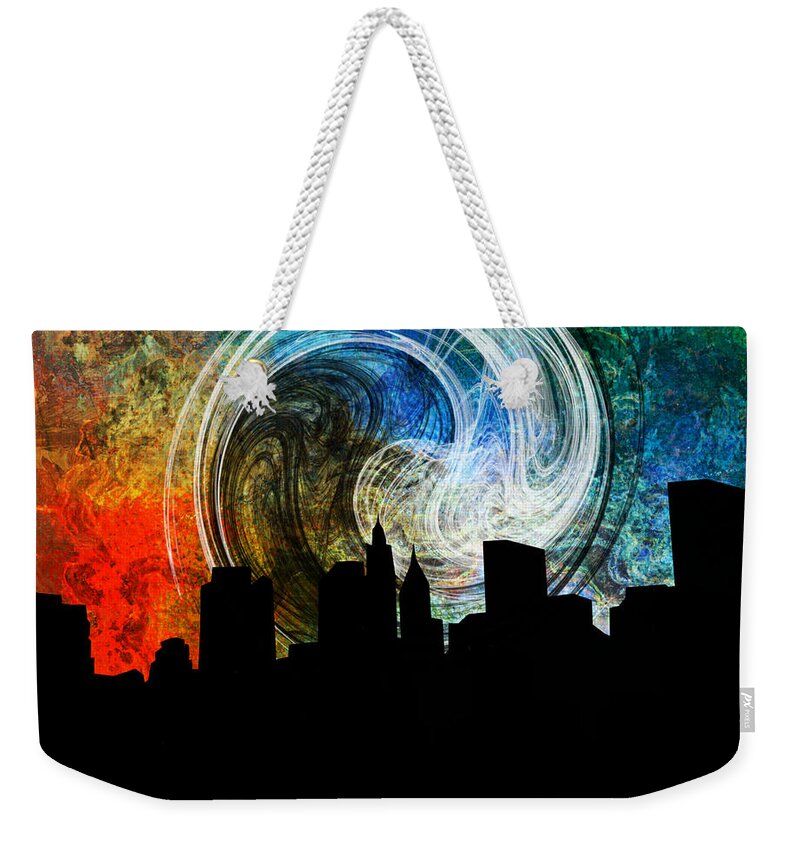Art Weekender Tote Bag featuring the mixed media Forgotten City Night by Ally White