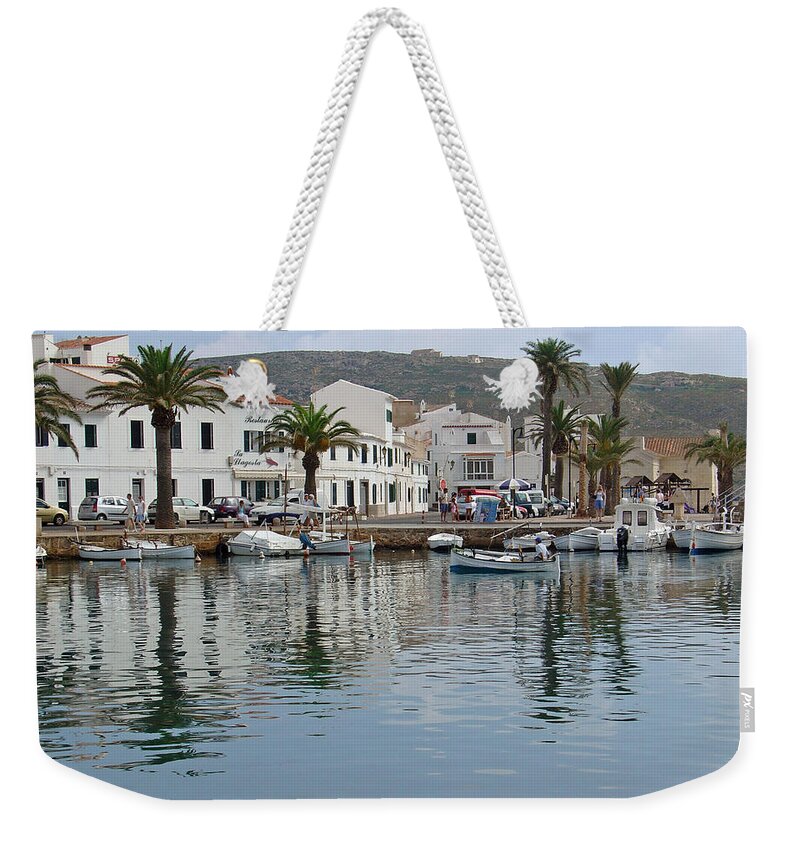 Europe Weekender Tote Bag featuring the photograph Fornells Harbour, Menorca by Rod Johnson