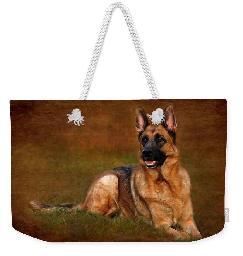 German Shepherd Dogs Weekender Tote Bag featuring the photograph Forrest The German Shepherd by Angie Tirado