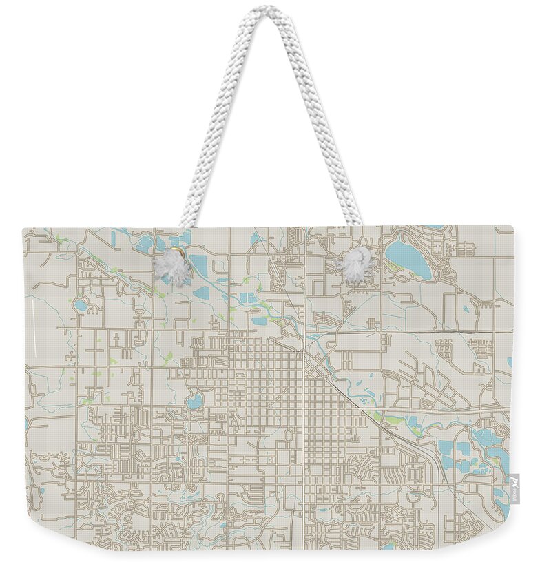 Fort Collins Weekender Tote Bag featuring the digital art Fort Collins Colorado US City Street Map by Frank Ramspott