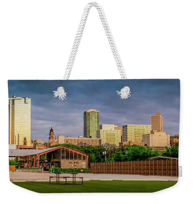 Cityscape;dfw;drive-in;fortworth;hdr;lights Night;metroplex;night-lites;nightlights;north Texas;reflections;soft Light;texas;west;wild West Weekender Tote Bag featuring the photograph Fortworth Texas Cityscape by Brad Thornton