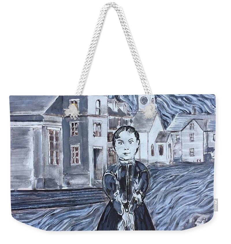 Lizzy Borden Axe Whacks Mother Father Fall River Newmarket Hatchet Weekender Tote Bag featuring the painting Forty Whacks by Jonathan Morrill