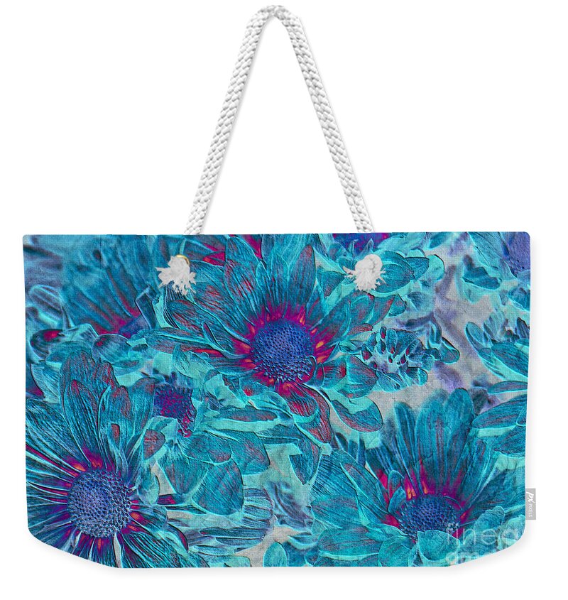 Daisies Weekender Tote Bag featuring the digital art Foulee de petales - a01t by Variance Collections