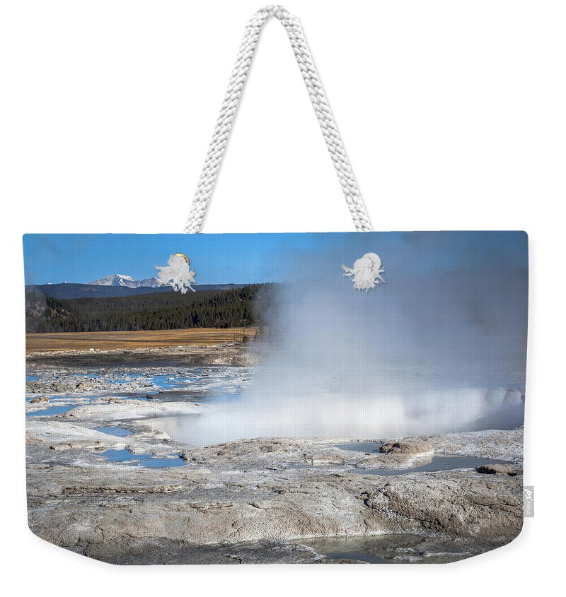 Fountain Paint Pot Weekender Tote Bag featuring the photograph Fountain Geyser by Jen Manganello