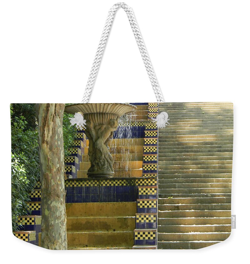 Marwan Khoury Weekender Tote Bag featuring the photograph Fountains at Montjuic by Marwan George Khoury