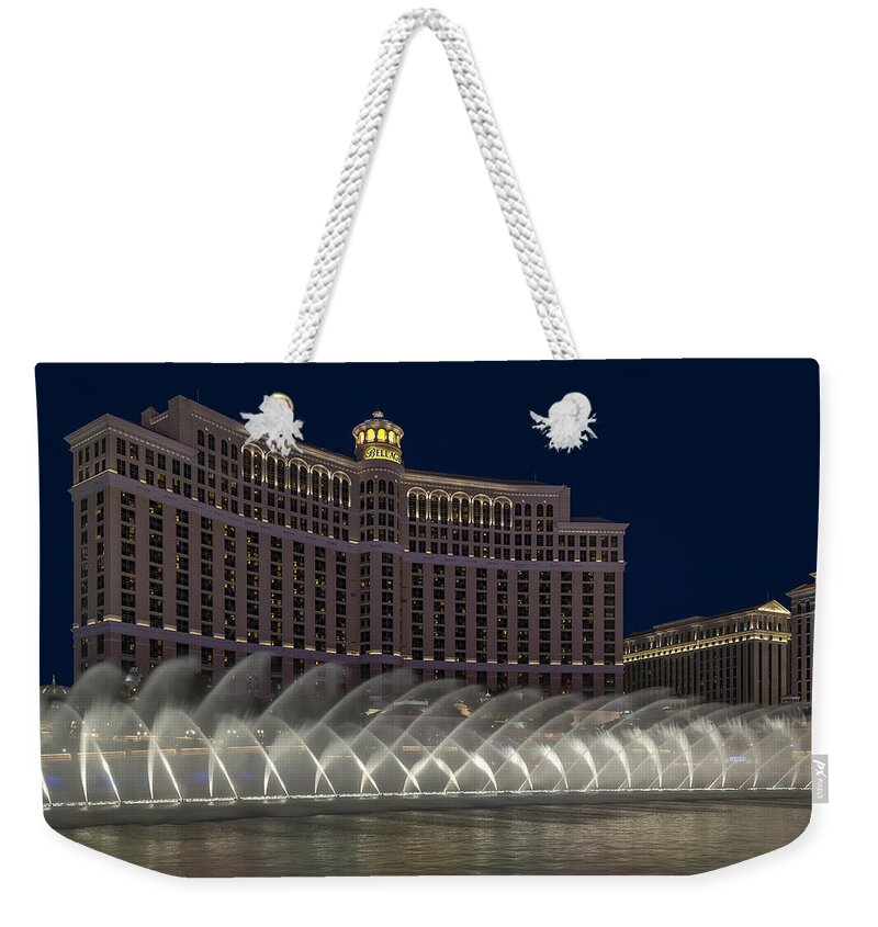 Bellagio Hotel Weekender Tote Bag featuring the photograph Fountains Of Bellagio Hotel by Susan Candelario