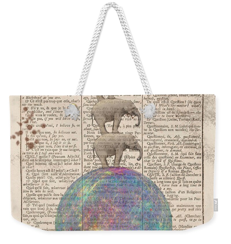 Dictionary Weekender Tote Bag featuring the digital art Four Elephants by Keshava Shukla