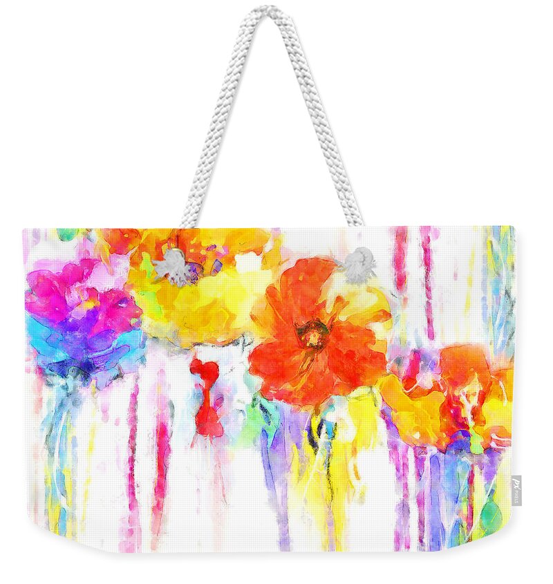 Digital Arts Weekender Tote Bag featuring the photograph Four Flowers by Munir Alawi