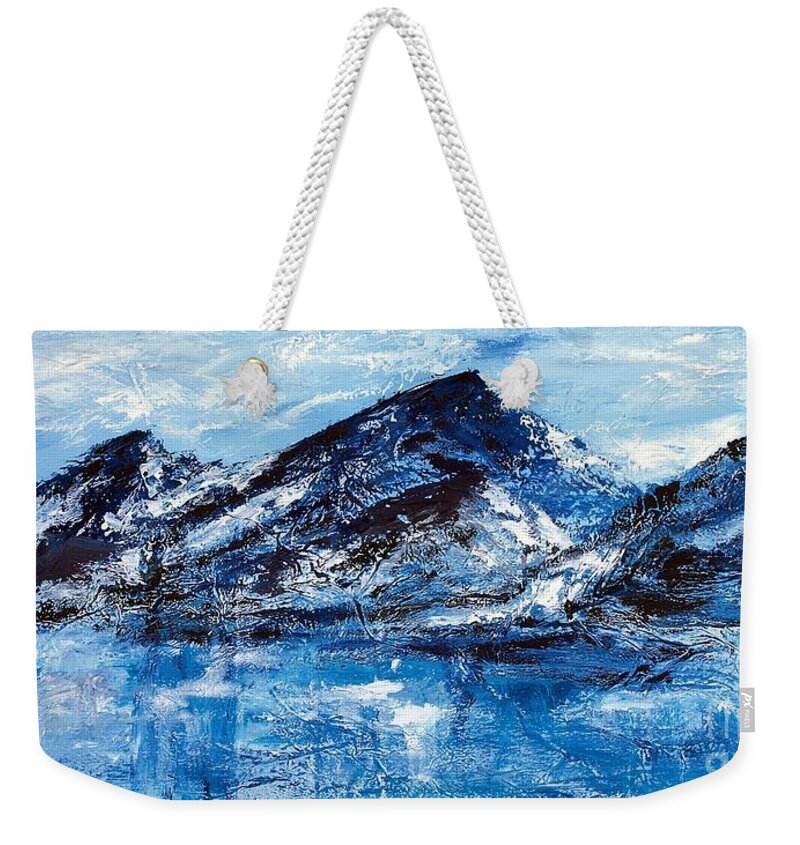 Mixed Media Painting On Canvas Weekender Tote Bag featuring the painting Four Giants by Lidija Ivanek - SiLa