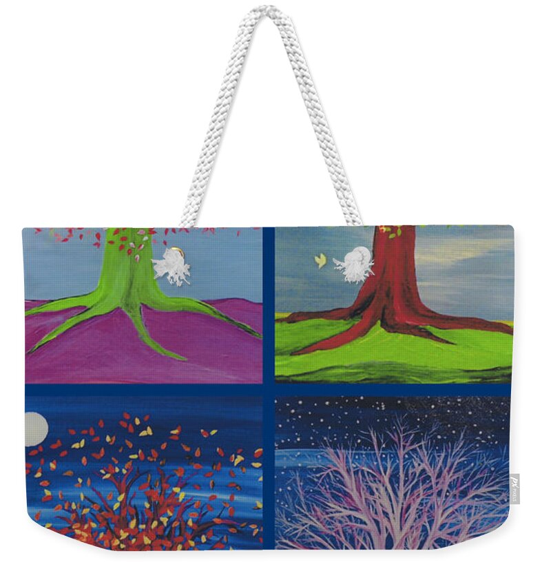 First Star Weekender Tote Bag featuring the painting Four Seasons Trees by jrr by First Star Art