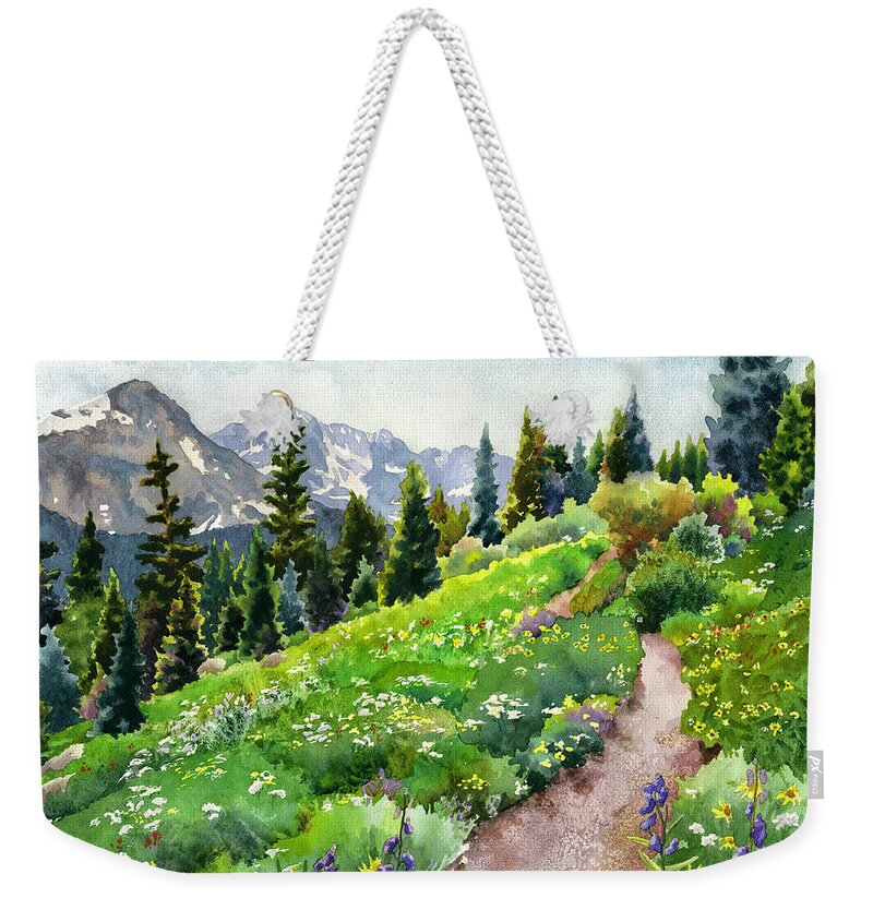Green Field Painting Weekender Tote Bag featuring the painting Fourth of July by Anne Gifford