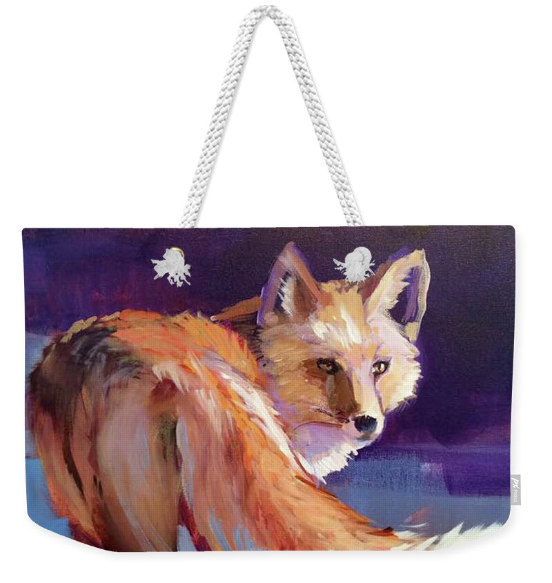Acrylic Weekender Tote Bag featuring the painting Fox 1 by Susan Bradbury
