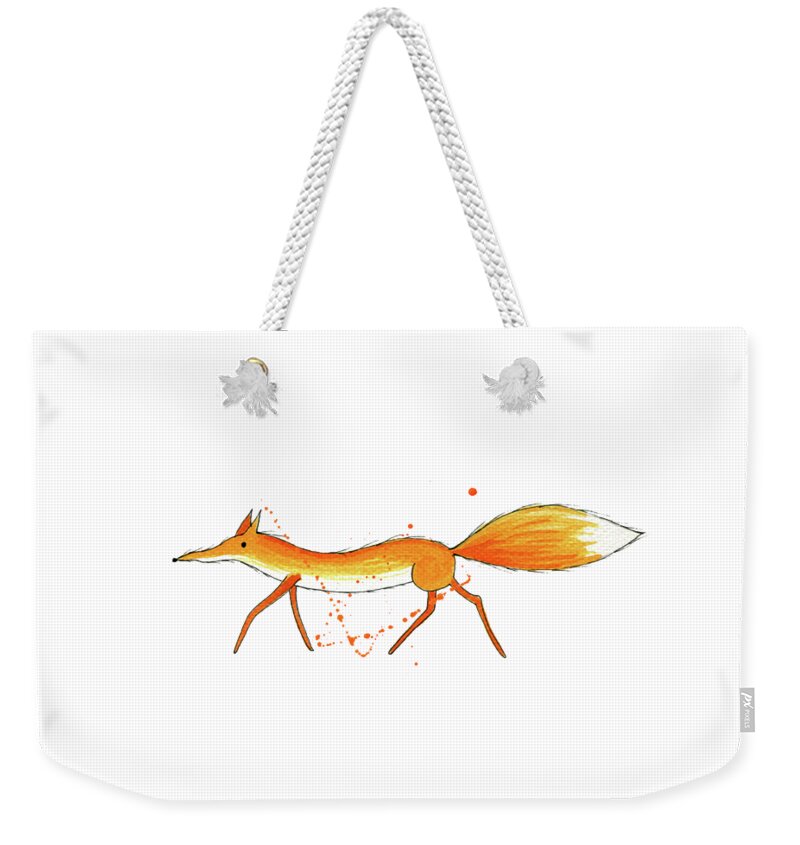 Fox Weekender Tote Bag featuring the painting Fox by Andrew Hitchen