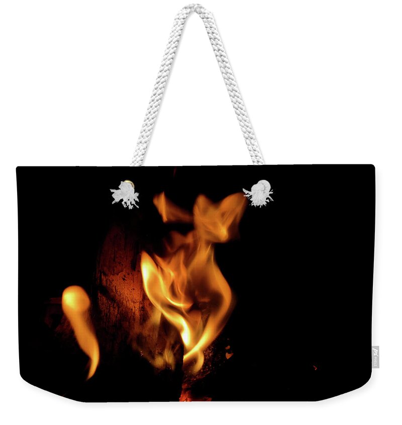Flame Weekender Tote Bag featuring the photograph Fox Fire by Azthet Photography