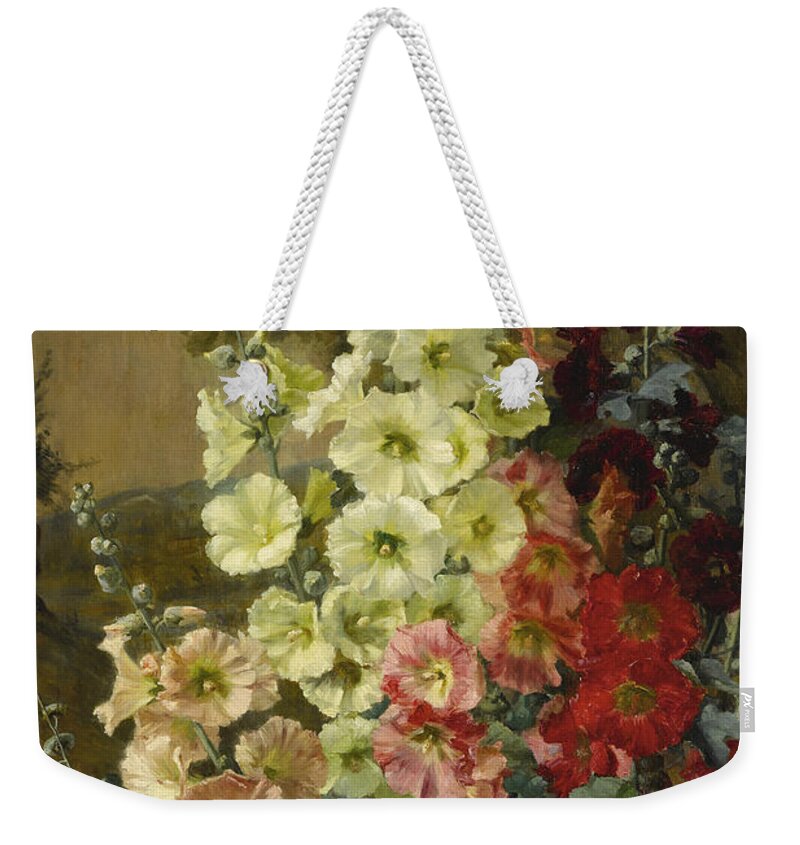 Augusta Dohlmann Weekender Tote Bag featuring the painting Foxgloves by Augusta Dohlmann
