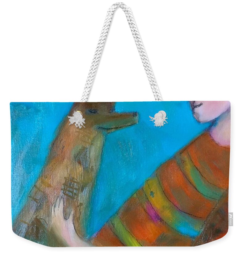 Oil Painting Weekender Tote Bag featuring the painting Foxy Boy by Suzy Norris