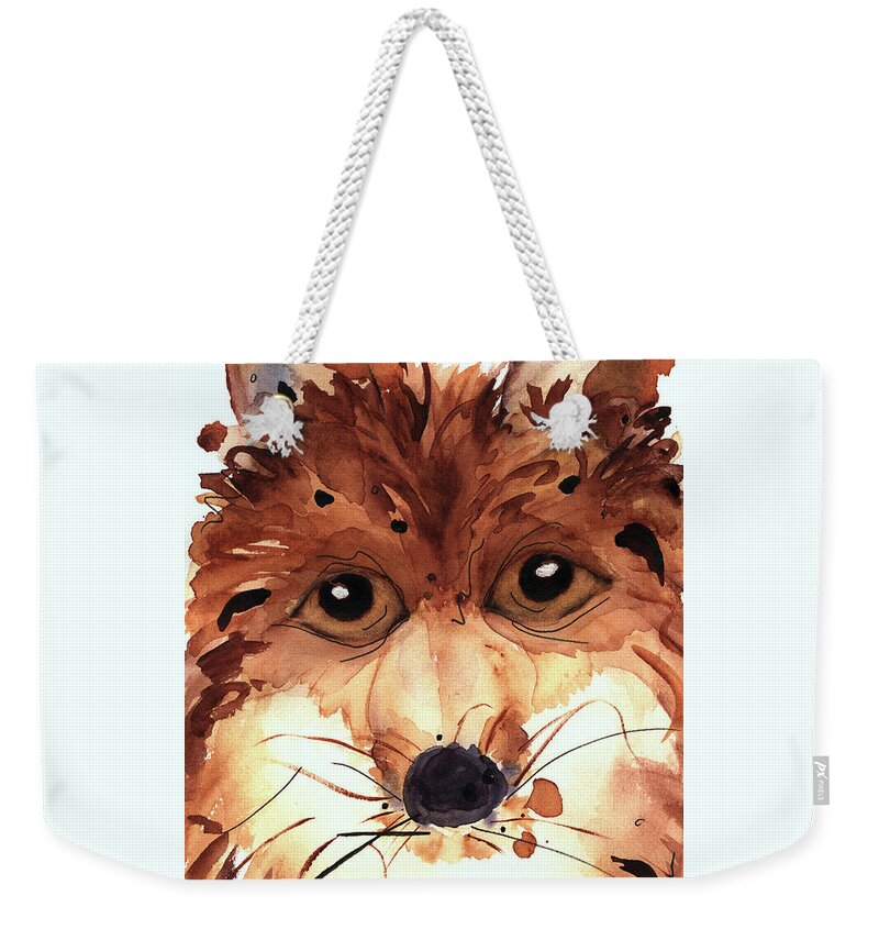 Fox Weekender Tote Bag featuring the painting Foxy by Dawn Derman
