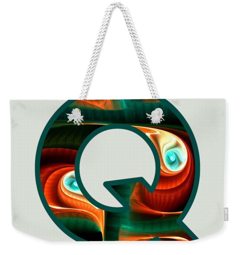 Q Weekender Tote Bag featuring the digital art Fractal - Alphabet - Q is for Quizzical by Anastasiya Malakhova