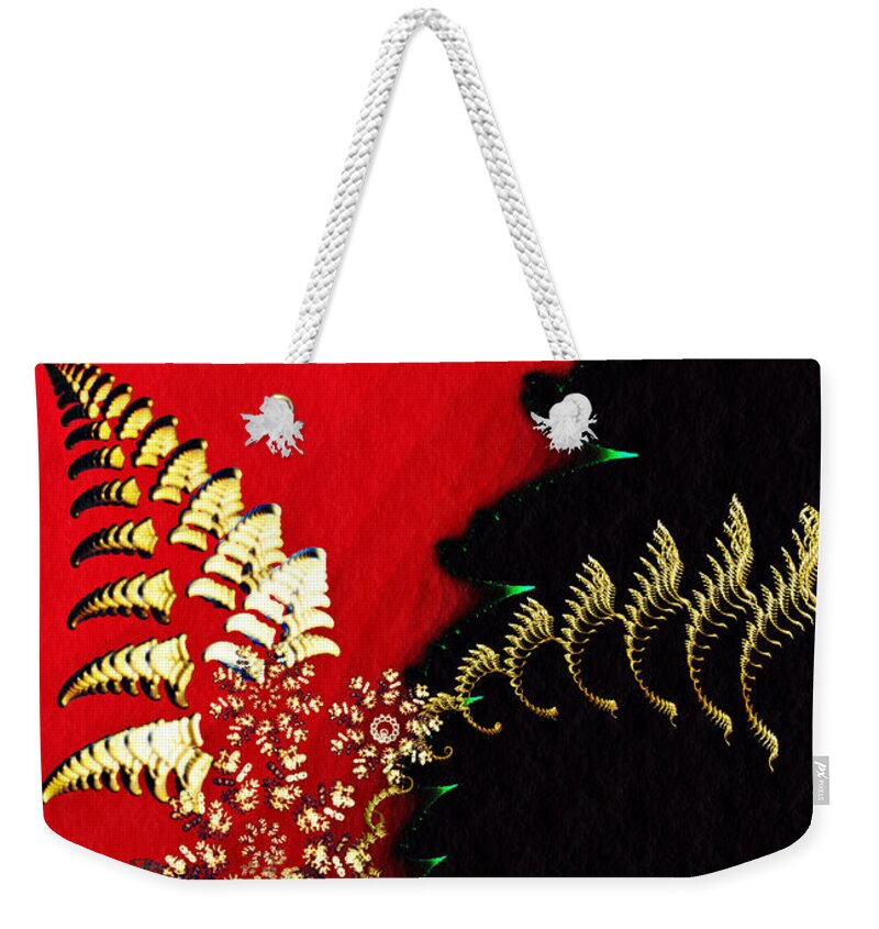 Flower Weekender Tote Bag featuring the digital art Fractal Bouquet by Sarah Loft