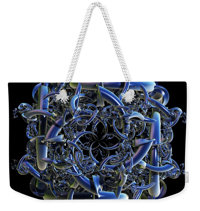 Fractal Weekender Tote Bag featuring the digital art Fractal complicated Intertwined Emblem by Nicholas Burningham
