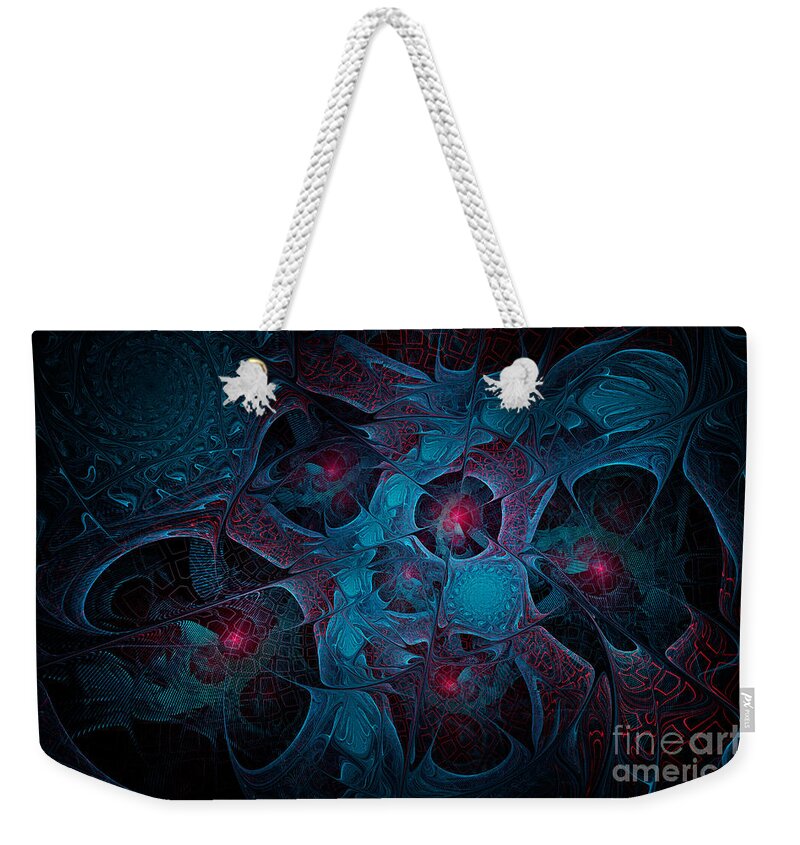 Flame Fractal Weekender Tote Bag featuring the digital art Fractal Jewels by Ann Garrett