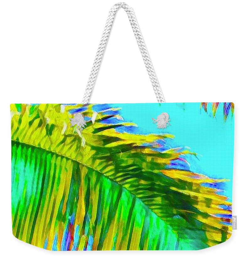 #flowersofaloha #psychedelic #fragment #palm Weekender Tote Bag featuring the photograph Fragment of Coconut Palm Psychedelic by Joalene Young