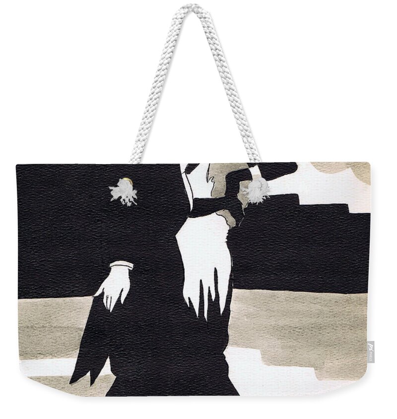 Nostalgia Weekender Tote Bag featuring the drawing Fred and Ginger by Mel Thompson