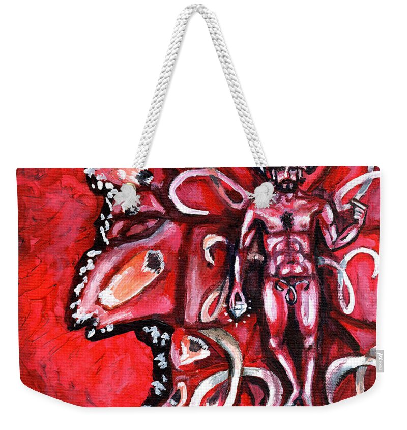 Aries Weekender Tote Bag featuring the painting Free as an Aries by Shana Rowe Jackson