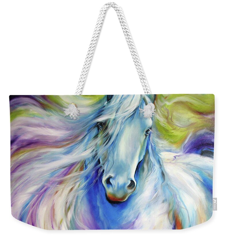 Equine Weekender Tote Bag featuring the painting Freisian Dreamscape by Marcia Baldwin
