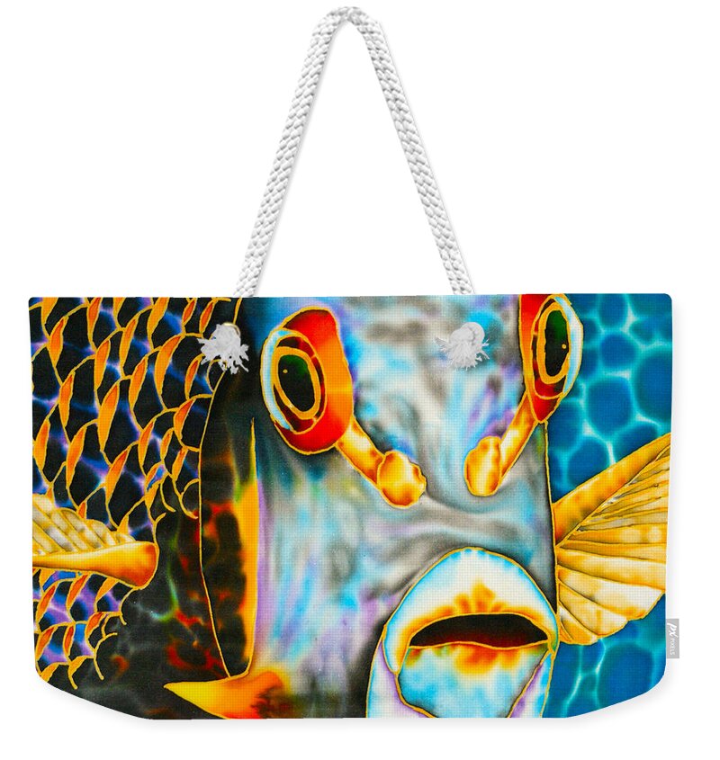 Fish Art Weekender Tote Bag featuring the painting French Angelfish Face by Daniel Jean-Baptiste