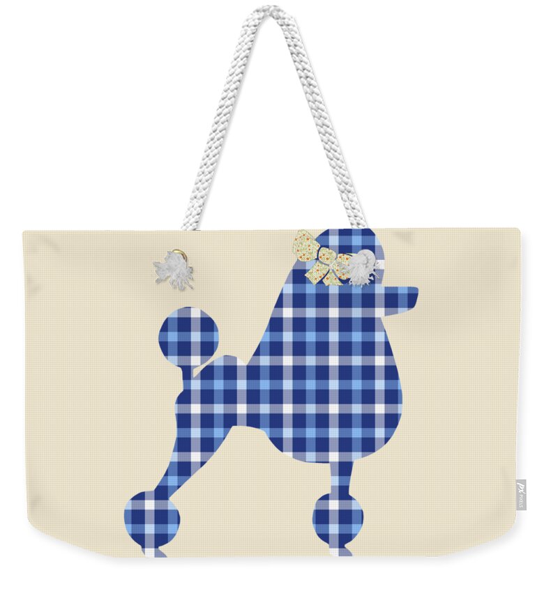 French Poodle Weekender Tote Bag featuring the mixed media French Poodle Plaid by Christina Rollo