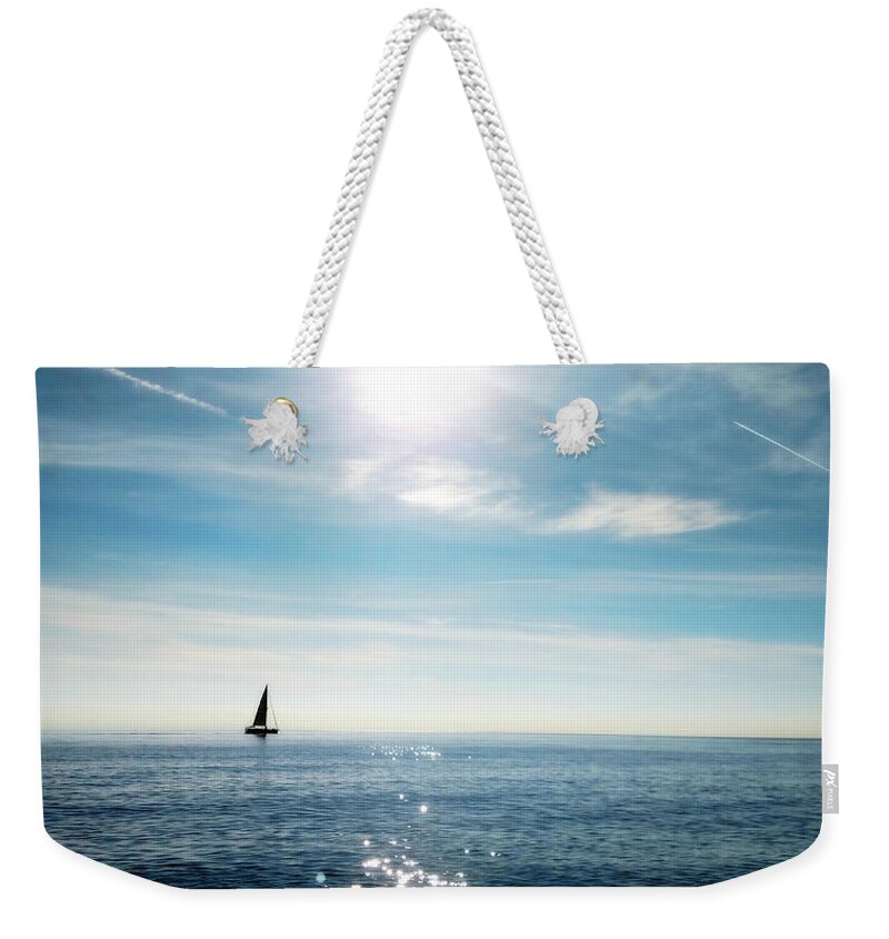 Sail Weekender Tote Bag featuring the photograph French Riviera Waters by KATIE Vigil