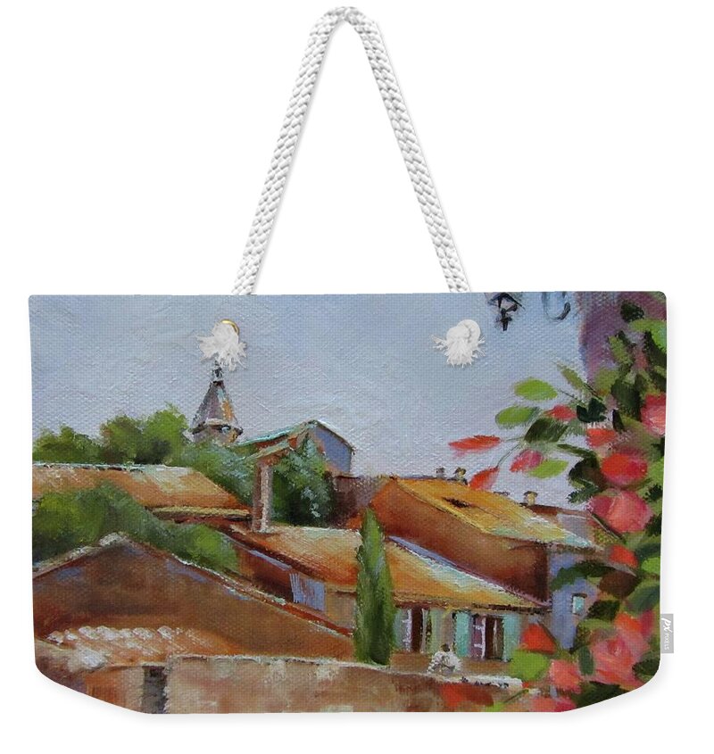 French Village Weekender Tote Bag featuring the painting French Village by Chris Hobel