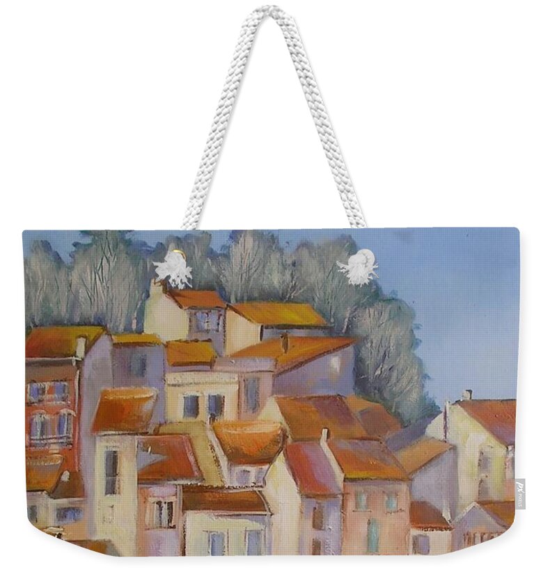 Rural Painting Weekender Tote Bag featuring the painting French Villlage Painting by Chris Hobel