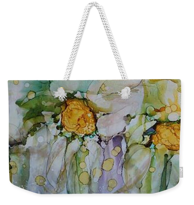 Flowers Weekender Tote Bag featuring the painting Fresh as a Daisy by Ruth Kamenev