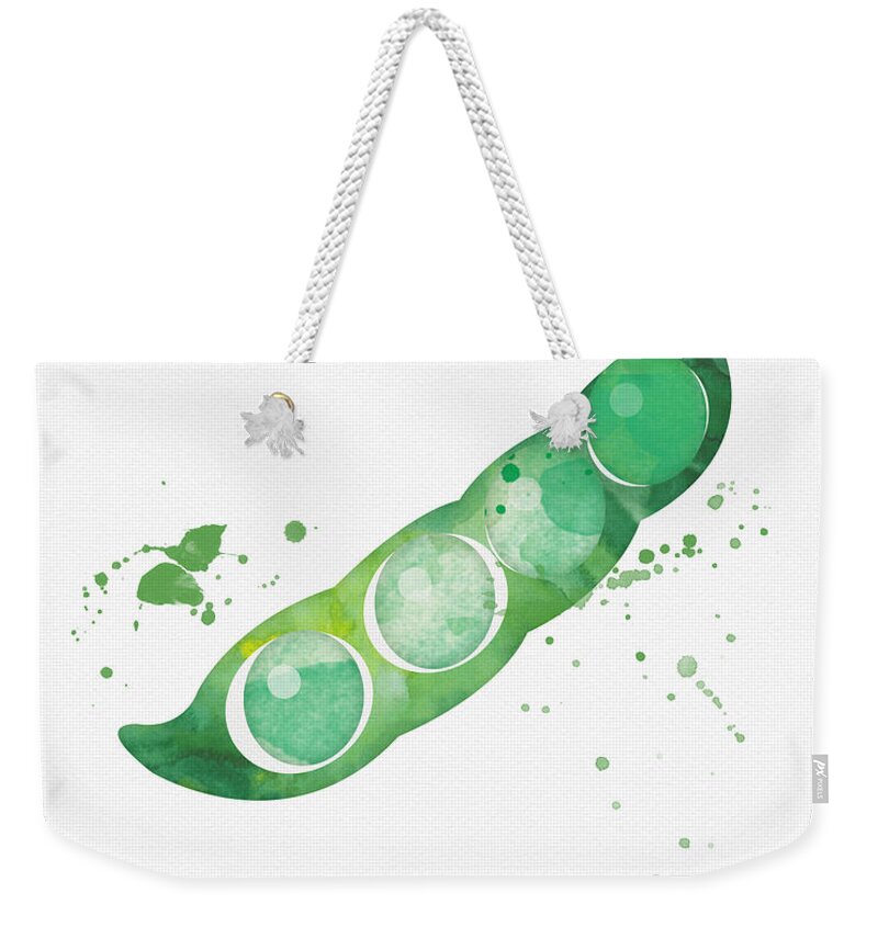 Peas Weekender Tote Bag featuring the painting Fresh Peas by Linda Woods