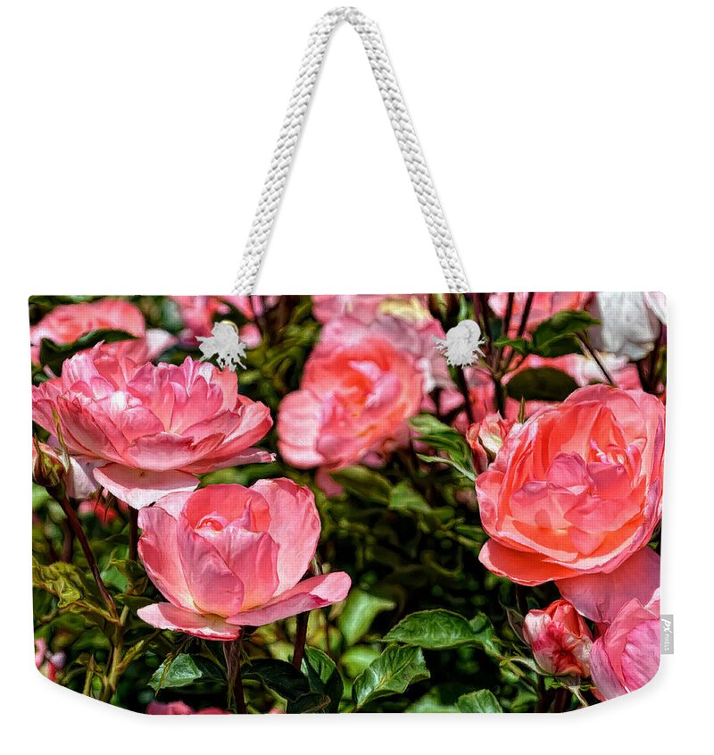 Rose Weekender Tote Bag featuring the photograph Fresh Pink Roses by Glenn McCarthy Art and Photography