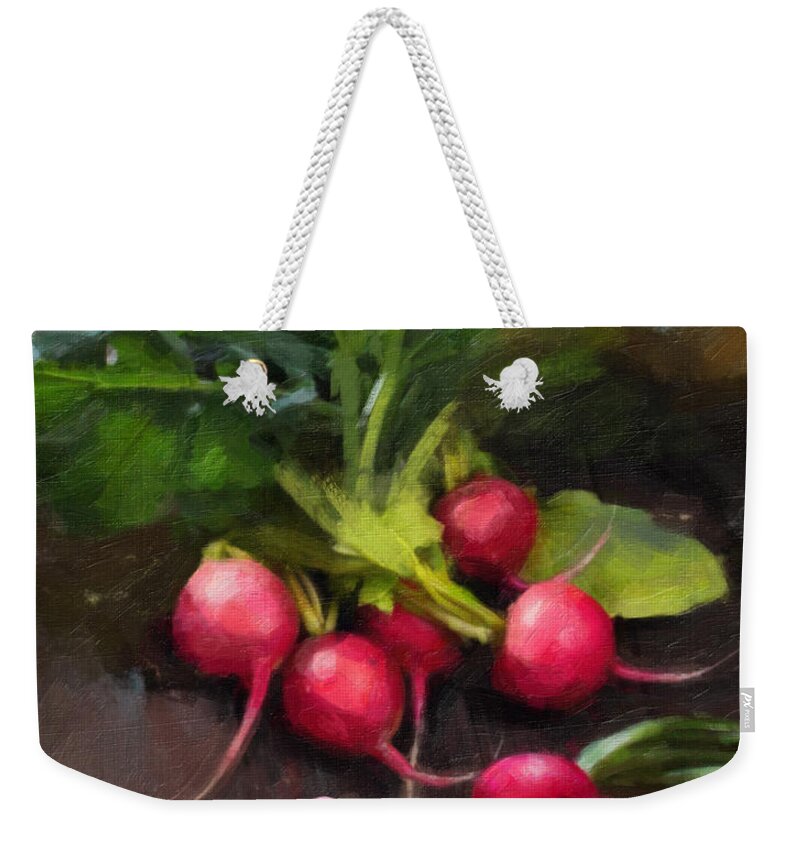 Radishes Weekender Tote Bag featuring the painting Fresh Radishes by Robert Papp