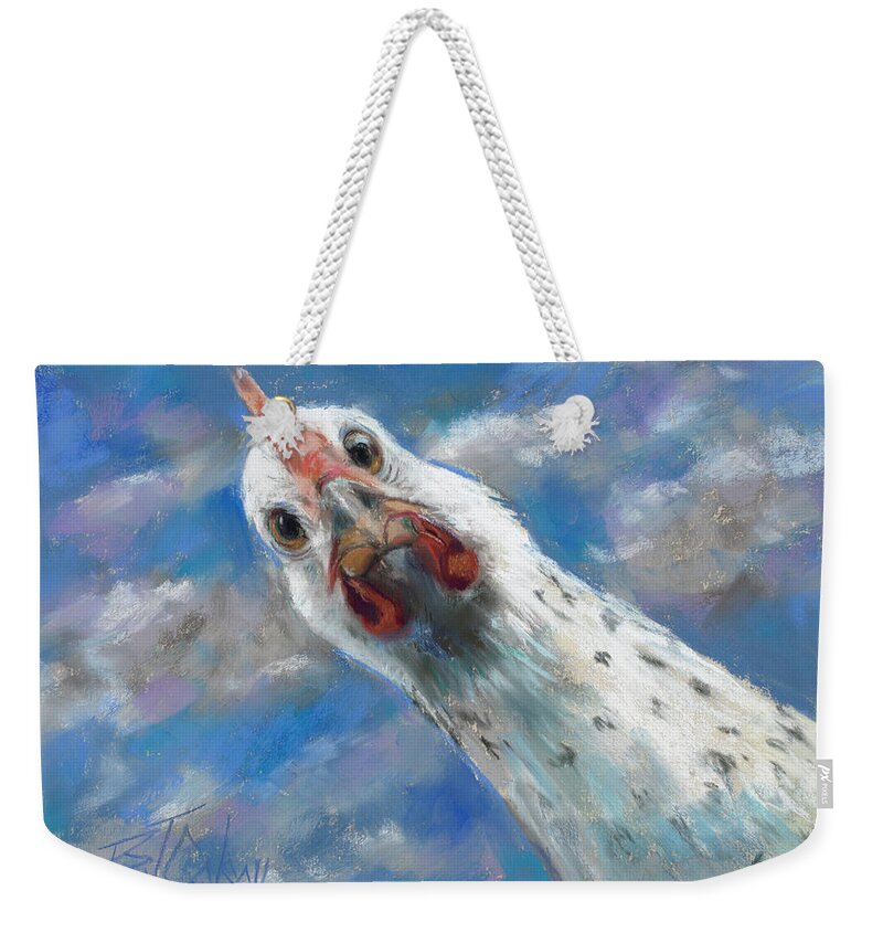 Chicken Weekender Tote Bag featuring the pastel Fried WHAT by Billie Colson