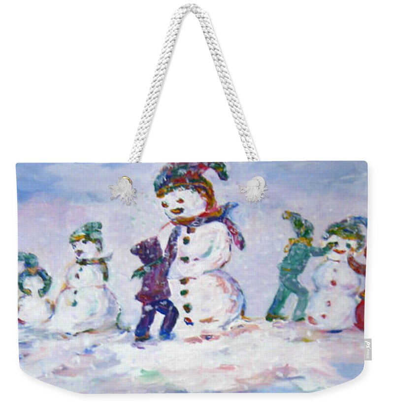 Winter Weekender Tote Bag featuring the painting Friends Creating Friends by Naomi Gerrard