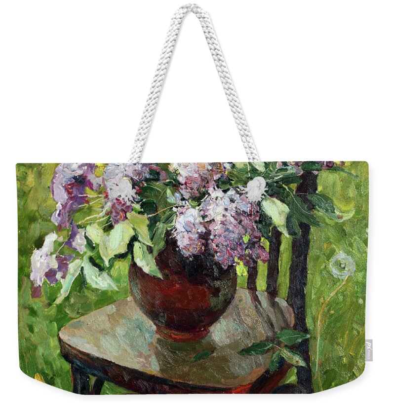 Lilac Weekender Tote Bag featuring the painting Friends by Juliya Zhukova