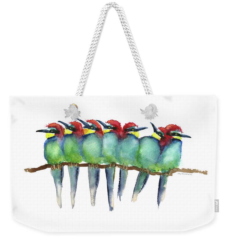 Bee Eater Weekender Tote Bag featuring the painting Friends to Lean On by Amy Kirkpatrick