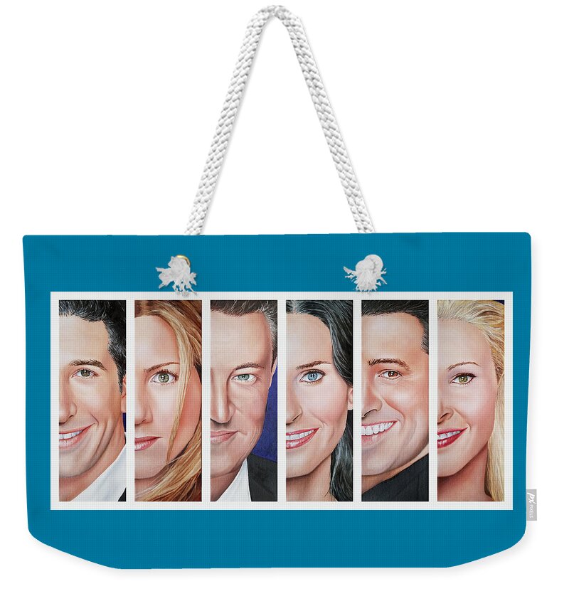 Friends Tv Show Weekender Tote Bag featuring the painting Friends Set One by Vic Ritchey