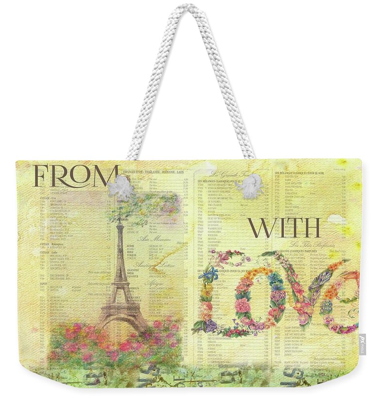 Sketch Of Eiffel Tower Weekender Tote Bag featuring the painting From Paris with Love Eiffel Tower by Judith Cheng